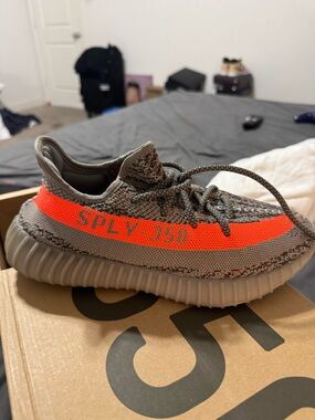 Yeezy Boost 350 V2 Grey with Orange Stripe